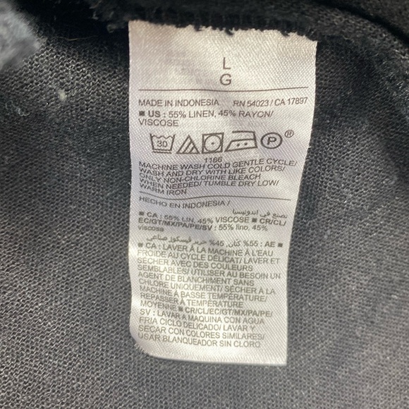 Old Navy linen button down dress L midi puffy sleeves beachy casual minimalist - Picture 6 of 10